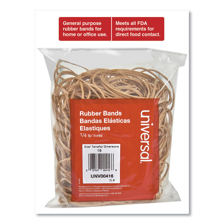 Universal® Rubber Bands, Size 16, 0.04" Gauge, Beige, 4 oz Box, 475/Pack (UNV00416)