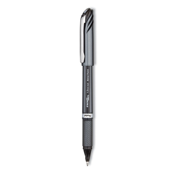 Pentel® EnerGel NV Gel Pen, Stick, Bold 1 mm, Black Ink, Gray/Black Barrel, Dozen (PENBL30A)