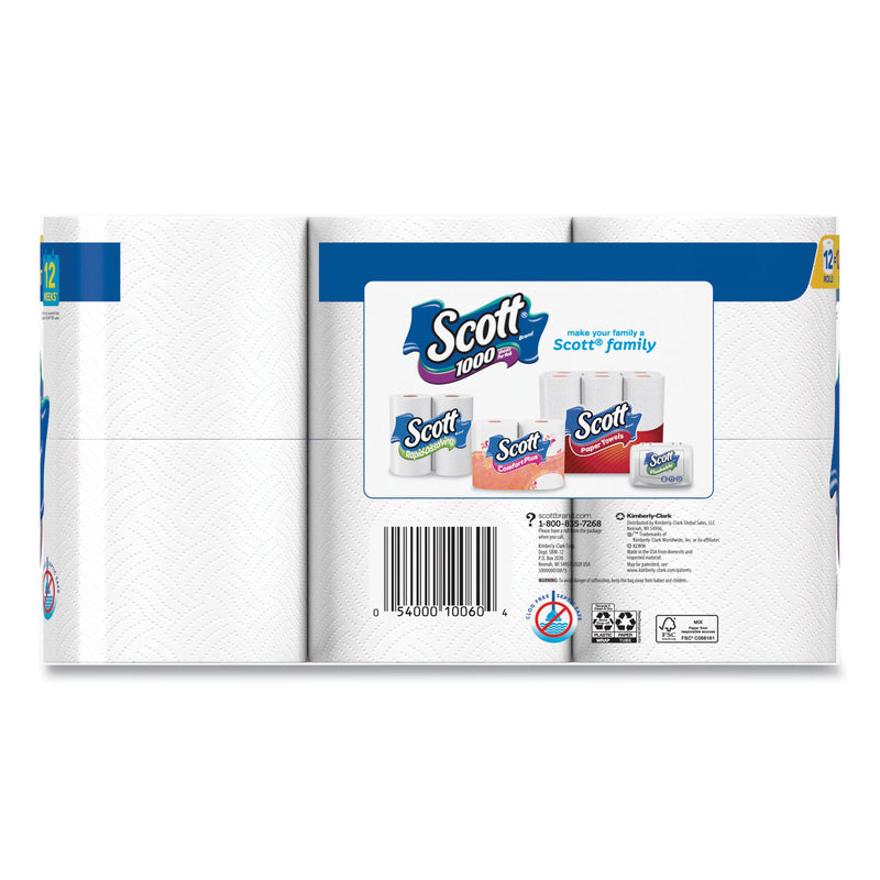 Scott® Toilet Paper, Septic Safe, 1-Ply, White, 1,000 Sheets/Roll, 12 Rolls/Pack, 4 Pack/Carton (KCM10060) Case of 48