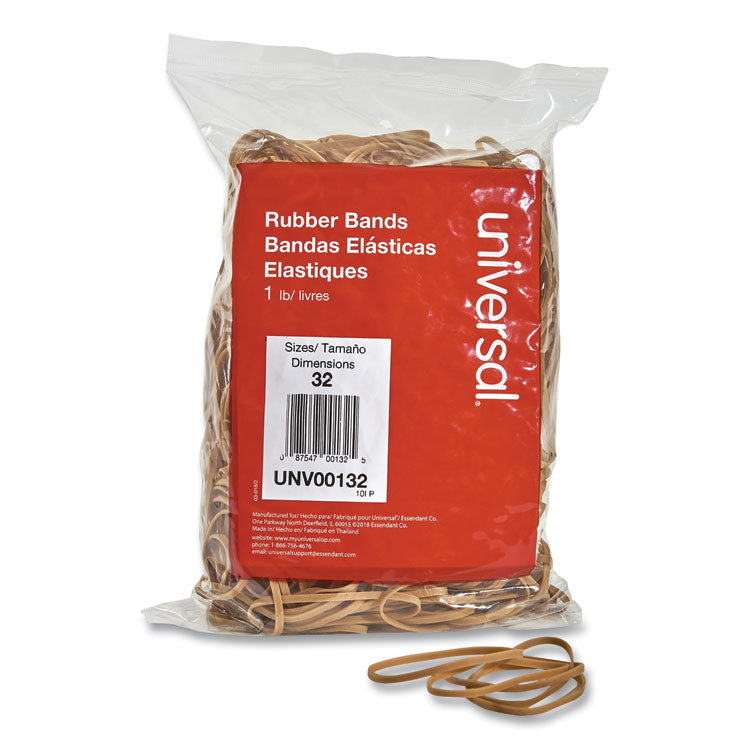 Universal® Rubber Bands, Size 32, 0.04" Gauge, Beige, 1 lb Box, 820/Pack (UNV00132)