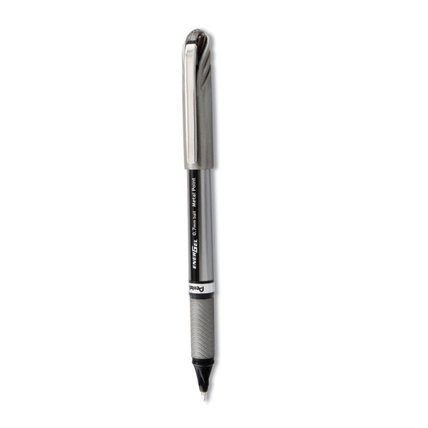 Pentel® EnerGel NV Gel Pen, Stick, Medium 0.7 mm, Black Ink, Gray/Black Barrel, Dozen (PENBL27A)