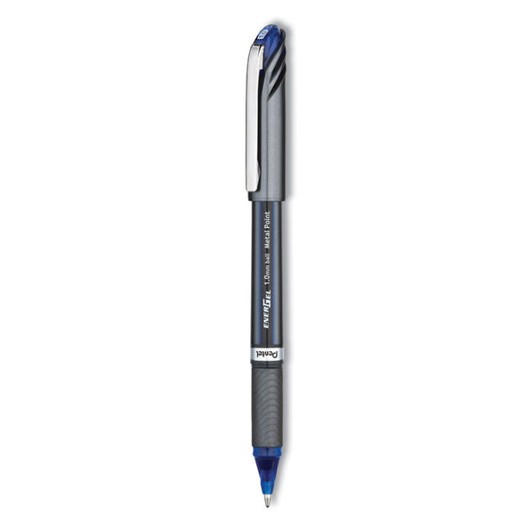 Pentel® EnerGel NV Gel Pen, Stick, Bold 1 mm, Blue Ink, Gray/Blue Barrel, Dozen (PENBL30C)