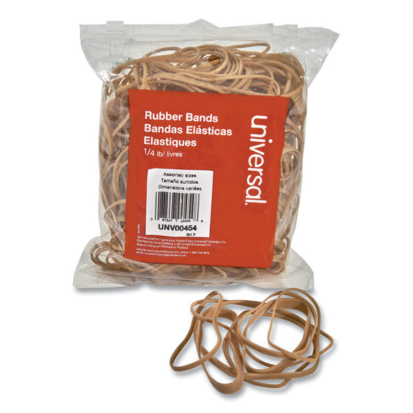 Universal® Rubber Bands, Size 54 (Assorted), Assorted Gauges, Beige, 4 oz Box (UNV00454)