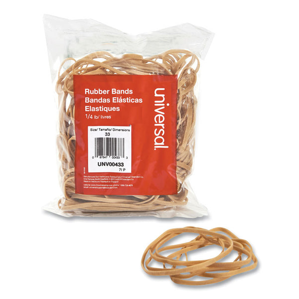 Universal® Rubber Bands, Size 33, 0.04" Gauge, Beige, 4 oz Box, 160/Pack (UNV00433)