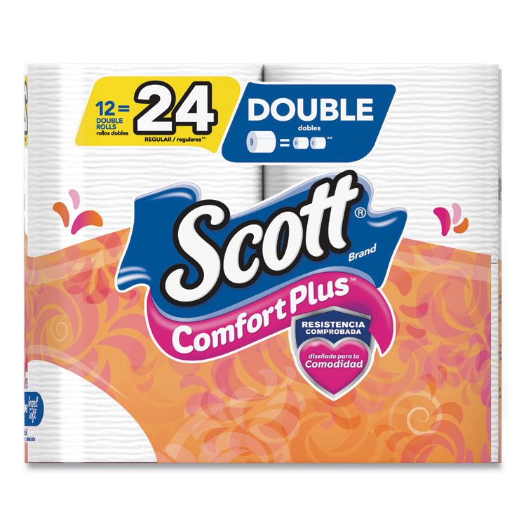 Scott® ComfortPlus Toilet Paper, Double Roll, Bath Tissue, Septic Safe, 1-Ply, White, 231 Sheets/Roll, 12 Rolls/Pack, 4 Packs/Carton (KCC47618)