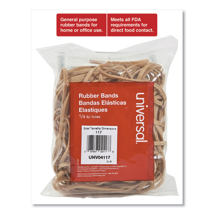 Universal® Rubber Bands, Size 117, 0.06" Gauge, Beige, 4 oz Box, 50/Pack (UNV04117)