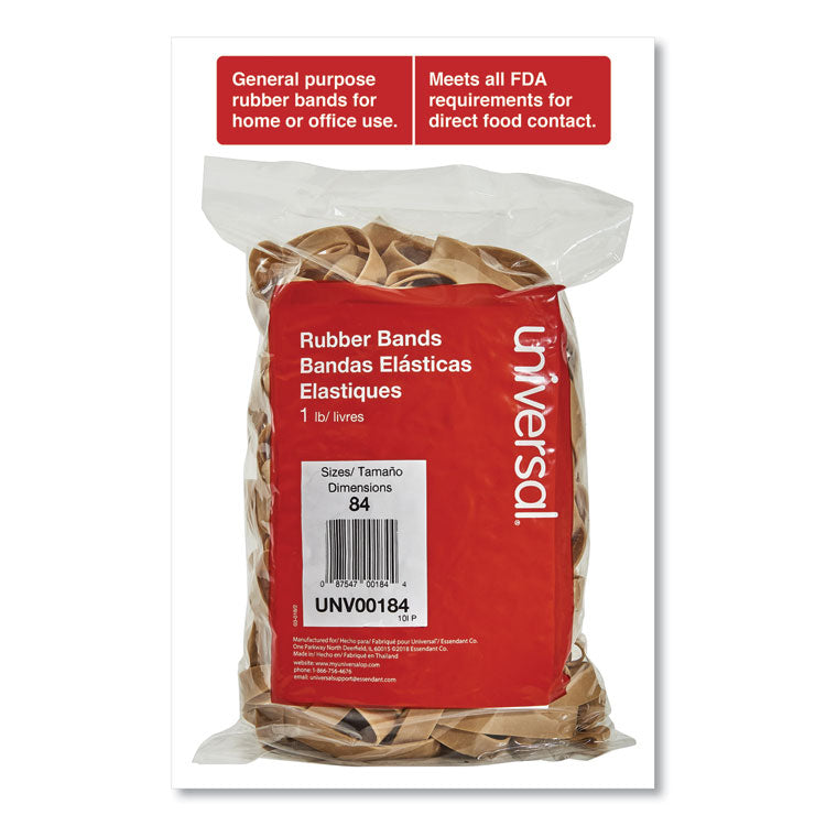 Universal® Rubber Bands, Size 84, 0.04" Gauge, Beige, 1 lb Box, 155/Pack (UNV00184)