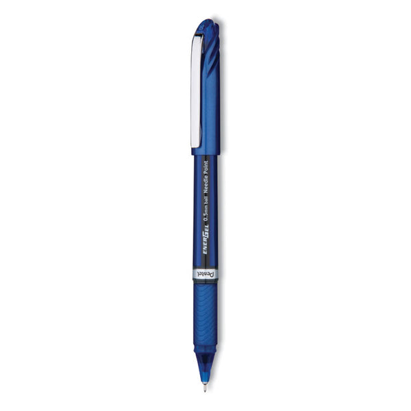 Pentel® EnerGel NV Gel Pen, Stick, Fine 0.5 mm Needle Tip, Blue Ink, Blue Barrel, Dozen (PENBLN25C)