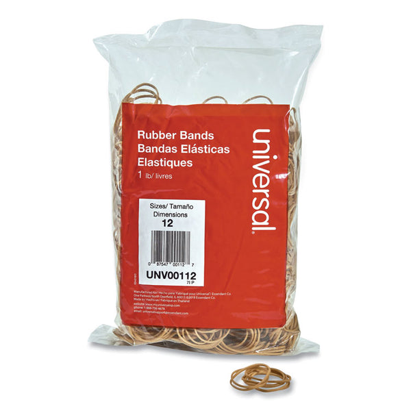 Universal® Rubber Bands, Size 12, 0.04" Gauge, Beige, 1 lb Box, 2,500/Pack (UNV00112)