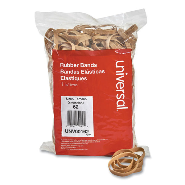 Universal® Rubber Bands, Size 62, 0.04" Gauge, Beige, 1 lb Box, 490/Pack (UNV00162)