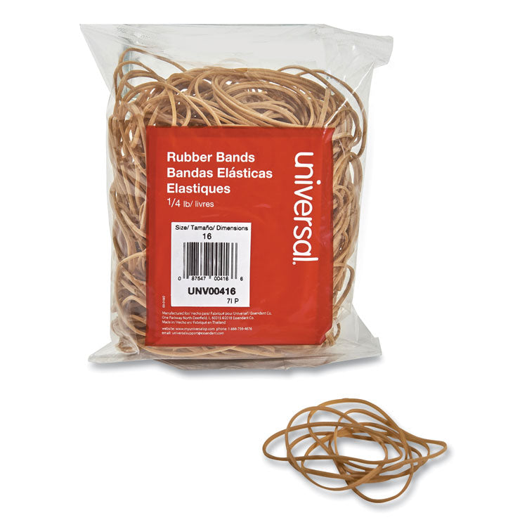 Universal® Rubber Bands, Size 16, 0.04" Gauge, Beige, 4 oz Box, 475/Pack (UNV00416)