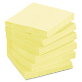 Post-it&reg; Original Recycled Note Pads, 3" x 3", Canary Yellow, 100 Sheets/Pad, 12 Pads/Pack (MMM654RPYW) Pack of 12