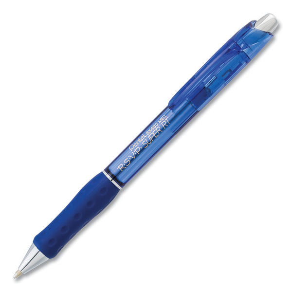 Pentel® R.S.V.P. Super RT Ballpoint Pen, Retractable, Medium 1 mm, Blue Ink, Translucent Blue/Blue Barrel, Dozen (PENBX480C)