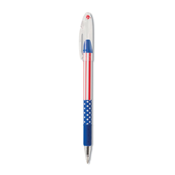 Pentel® R.S.V.P. Stars and Stripes Ballpoint Pen, Stick, Fine 0.7 mm, Black Ink, Red/White/Blue Barrel, Dozen (PENBK90USAA) 1 Dozen