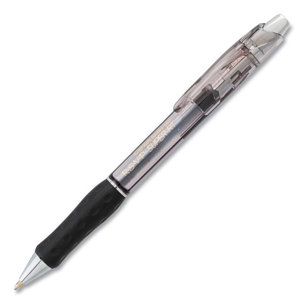 Pentel® R.S.V.P. Super RT Ballpoint Pen, Retractable, Medium 1 mm, Black Ink, Clear/Black Barrel, Dozen (PENBX480A) 1 Dozen