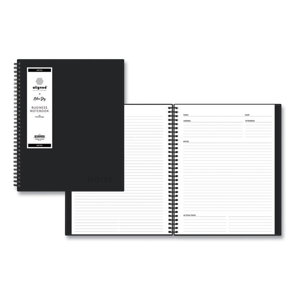 Blue Sky® Aligned Business Notebook, 1-Subject, Meeting-Minutes/Notes Format with Narrow Rule, Black Cover, (78) 11 x 8.5 Sheets (BLS121454) Each