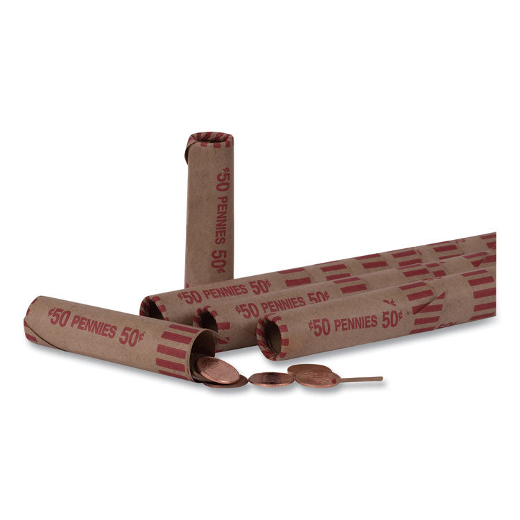 Pap-R Products Preformed Tubular Coin Wrappers, Pennies, $.50, 1000 Wrappers/Box (CTX20001) Box of 1000