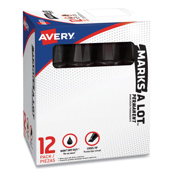 Avery® MARKS A LOT Extra-Large Desk-Style Permanent Marker, Extra-Broad Chisel Tip, Black (24148) (AVE24148)