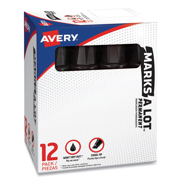 Avery® MARKS A LOT Extra-Large Desk-Style Permanent Marker, Extra-Broad Chisel Tip, Black (24148) (AVE24148)