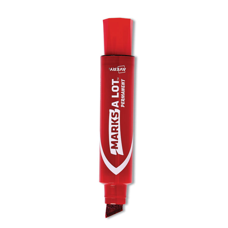 Avery® MARKS A LOT Extra-Large Desk-Style Permanent Marker, Extra-Broad Chisel Tip, Red (24147) (AVE24147)