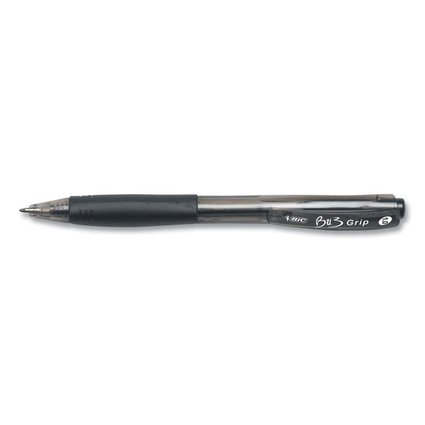BIC® BU3 Ballpoint Pen, Retractable, Medium 1 mm, Black Ink, Smoke/Black Barrel, 18/Pack (BICBU3P18BLK)