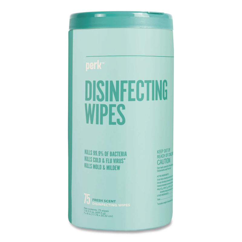 Perk Disinfecting Wipes, Fresh, 7 x 8, 75 Wipes/Canister (PRK24411130) Pack of 75