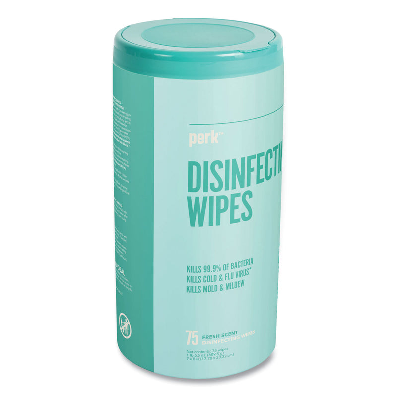 Perk Disinfecting Wipes, Fresh, 7 x 8, 75 Wipes/Canister (PRK24411130) Pack of 75