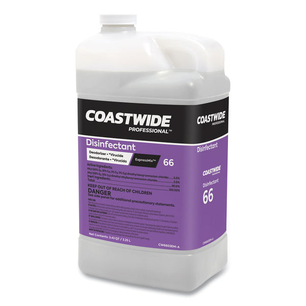 Coastwide Professional™ Disinfectant 66 Deodorizer-Virucide Concentrate for ExpressMix Systems, Unscented, 110 oz Bottle, 2/Carton (CWZ24321413)