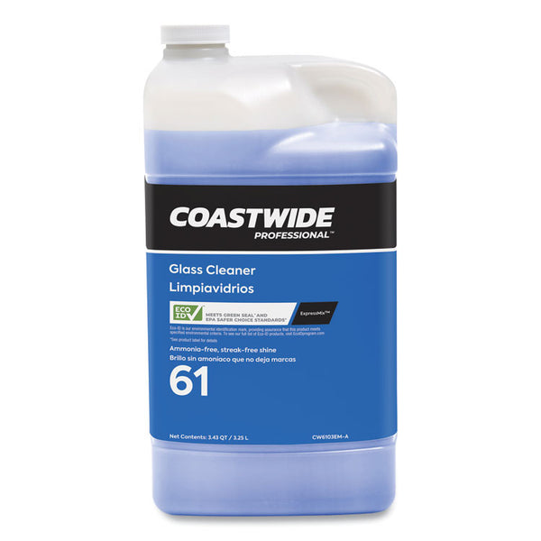 Coastwide Professional™ Glass Cleaner 61 Eco-ID Ammonia-Free Concentrate for ExpressMix Systems, Unscented, 110 oz Bottle, 2/Carton (CWZ24323031)