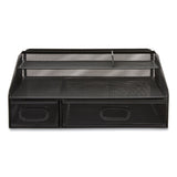 TRU RED™ Six Compartment Wire Mesh Accessory Holder, 2 Drawers, 12.91 x 12.01 x 5.43, Black (TUD24402483) Each