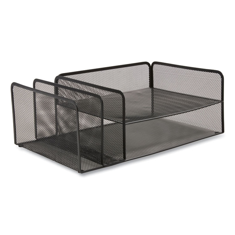 TRU RED™ Wire Mesh Combination Organizer, Vertical/Horizontal, 4 Sections, Letter-Size, 11.2 x 17.4 x 6.54, Matte Black (TUD24402476) Each