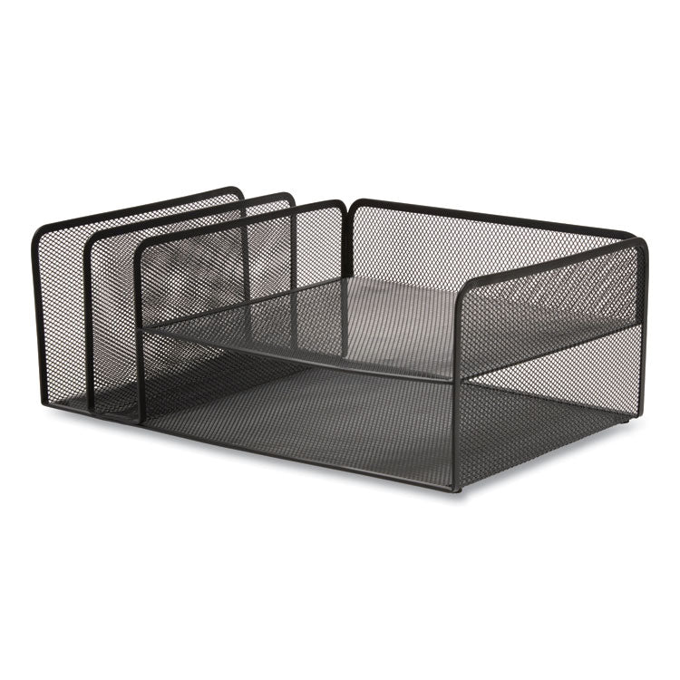 TRU RED™ Wire Mesh Combination Organizer, Vertical/Horizontal, 4 Sections, Letter-Size, 11.2 x 17.4 x 6.54, Matte Black (TUD24402476) Each