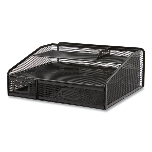 TRU RED™ Six Compartment Wire Mesh Accessory Holder, 2 Drawers, 12.91 x 12.01 x 5.43, Black (TUD24402483) Each