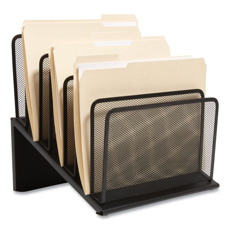 TRU RED™ Wire Mesh Incline Sorter, Open Design, 7 Sections, Letter-Size, 11.41 x 11.41 x 11.02, Matte Black (TUD24402458)