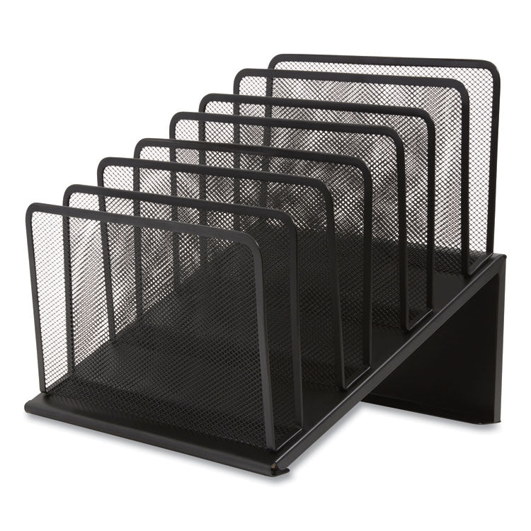 TRU RED™ Wire Mesh Incline Sorter, Open Design, 7 Sections, Letter-Size, 11.41 x 11.41 x 11.02, Matte Black (TUD24402458)