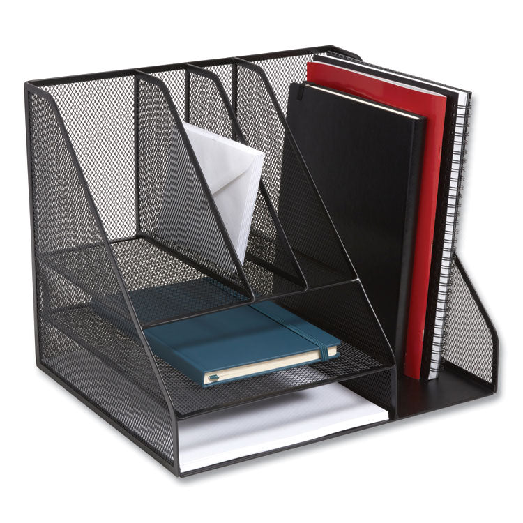 TRU RED™ Wire Mesh Combination Organizer, Vertical/Horizontal, 8 Sections, Letter-Size, 12 x 12 x 13.97, Matte Black (TUD24402452) Each