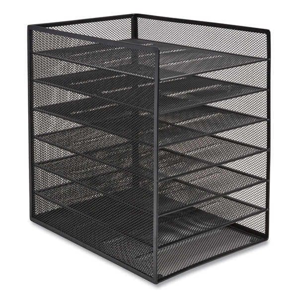 TRU RED™ Front-Load Enclosed Wire Mesh Horizontal Document Organizer, 6 Sections, Letter-Size, 9.25 x 13.38 x 13.38, Matte Black (TUD24402482)