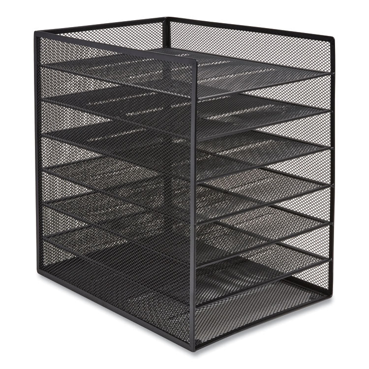 TRU RED™ Front-Load Enclosed Wire Mesh Horizontal Document Organizer, 6 Sections, Letter-Size, 9.25 x 13.38 x 13.38, Matte Black (TUD24402482) Each