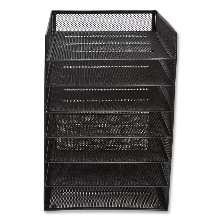 TRU RED™ Front-Load Enclosed Wire Mesh Horizontal Document Organizer, 6 Sections, Letter-Size, 9.25 x 13.38 x 13.38, Matte Black (TUD24402482) Each