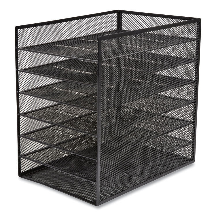 TRU RED™ Front-Load Enclosed Wire Mesh Horizontal Document Organizer, 6 Sections, Letter-Size, 9.25 x 13.38 x 13.38, Matte Black (TUD24402482) Each