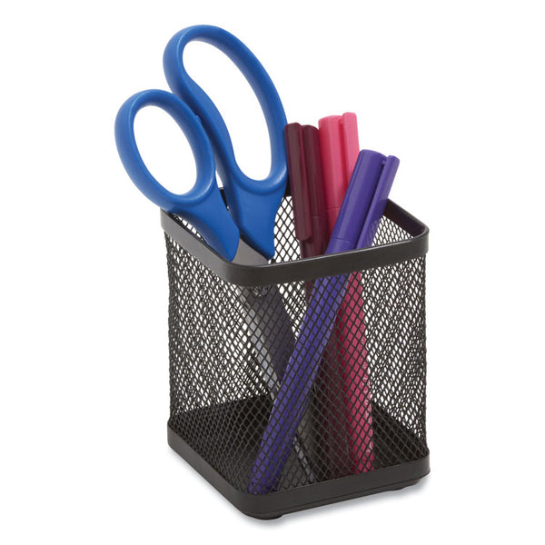 TRU RED™ Wire Mesh Pencil Holder, 3.46 x 3.46 x 4.33, Black (TUD24402480) Each