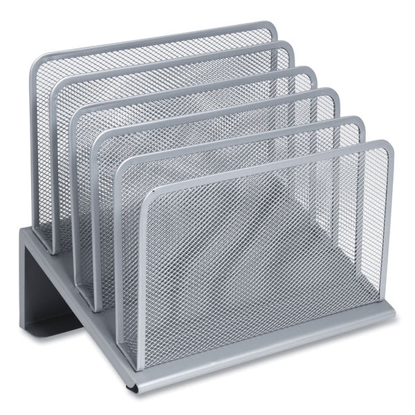 TRU RED™ Wire Mesh Incline Sorter, Open Design, 5 Sections, Letter-Size, 7.72 x 11.65 x 10.83, Silver (TUD24402450)