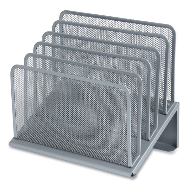 TRU RED™ Wire Mesh Incline Sorter, Open Design, 5 Sections, Letter-Size, 7.72 x 11.65 x 10.83, Silver (TUD24402450)