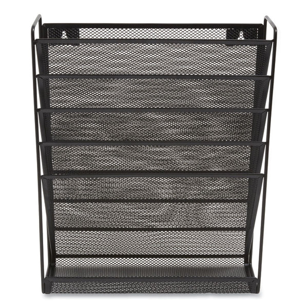 TRU RED™ Wire Mesh Incline Sorter, Enclosed Design, 5 Sections, Letter-Size, 13.38 x 4.52 x 16.45, Matte Black (TUD24402475)