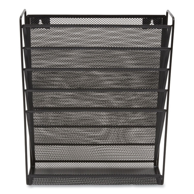 TRU RED™ Wire Mesh Incline Sorter, Enclosed Design, 5 Sections, Letter-Size, 13.38 x 4.52 x 16.45, Matte Black (TUD24402475)