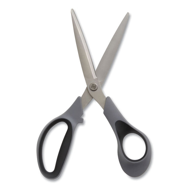 TRU RED™ Non-Stick Titanium-Coated Scissors, 8" Long, 3.86" Cut Length, Gun-Metal Gray Blades, Gray/Black Straight Handle (TUD24380509)