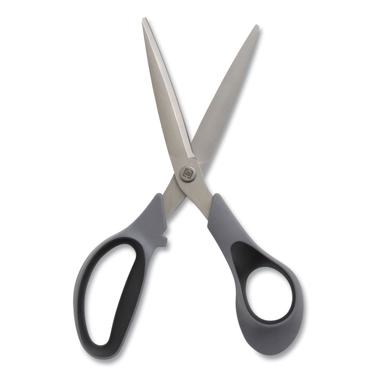 TRU RED™ Non-Stick Titanium-Coated Scissors, 8" Long, 3.86" Cut Length, Gun-Metal Gray Blades, Gray/Black Straight Handle (TUD24380509) Each