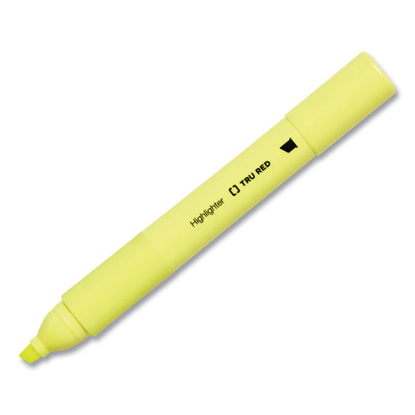 TRU RED™ Pen Style Chisel Tip Highlighter, Yellow Ink, Chisel Tip, Yellow Barrel, Dozen (TUD24376658)