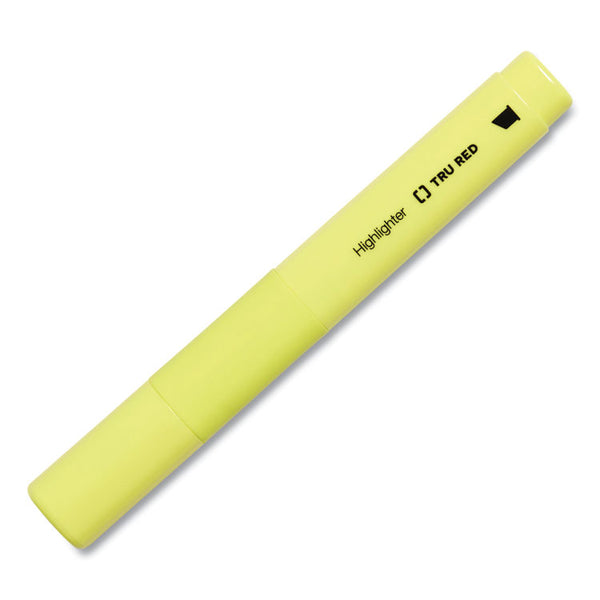 TRU RED™ Pen Style Chisel Tip Highlighter, Yellow Ink, Chisel Tip, Yellow Barrel, Dozen (TUD24376658)