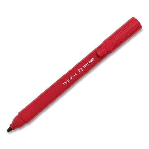 TRU RED™ Permanent Marker, Pen-Style, Fine Bullet Tip, Assorted Colors, 12/Pack (TUD24376650)